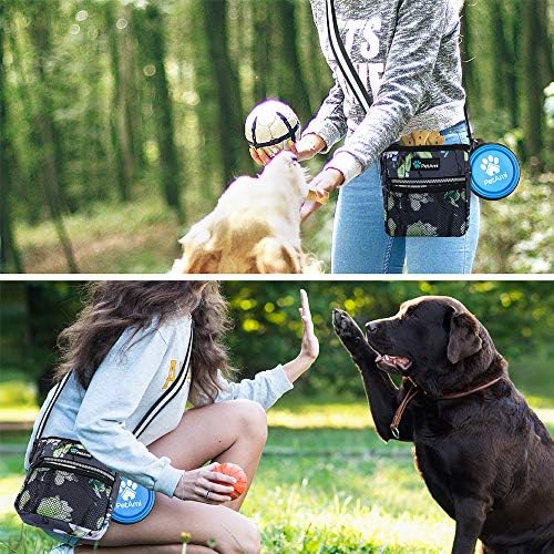 פטאמי כלב פינוק פאץ '| תיק כיס אילוף לכלבים עם רצועת כתף המותניים, מתקן שקיות קקי | התייחס לתיק